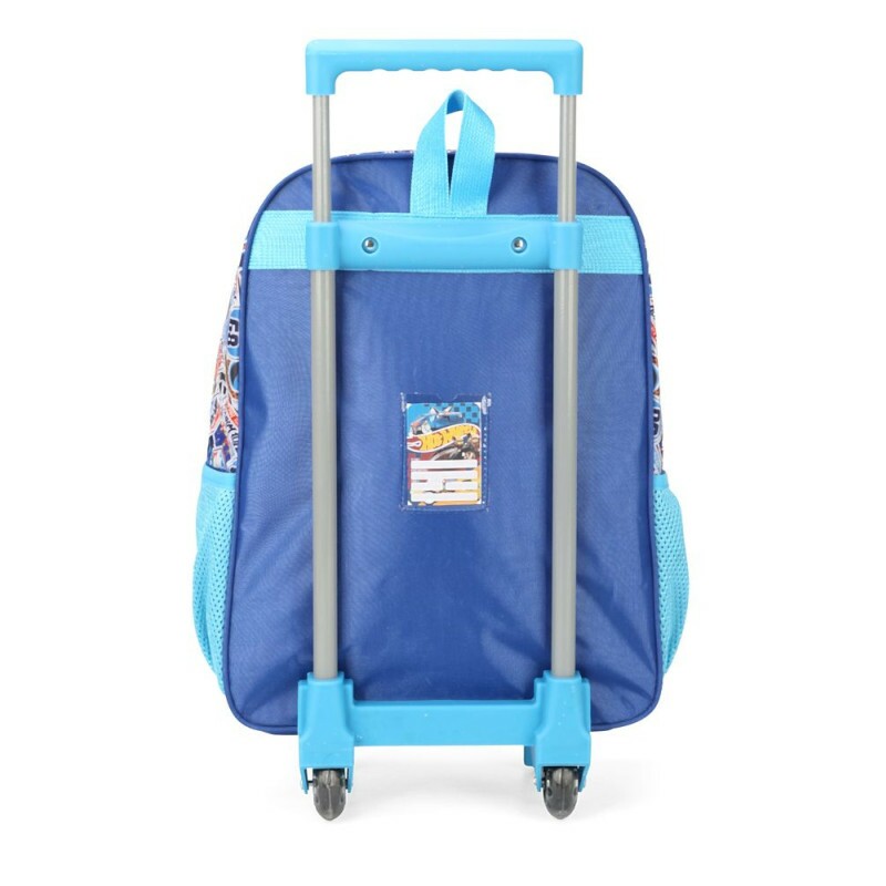 Kit Mochila Escolar Rodas Infantil Hot Wheels Azul Luxcel