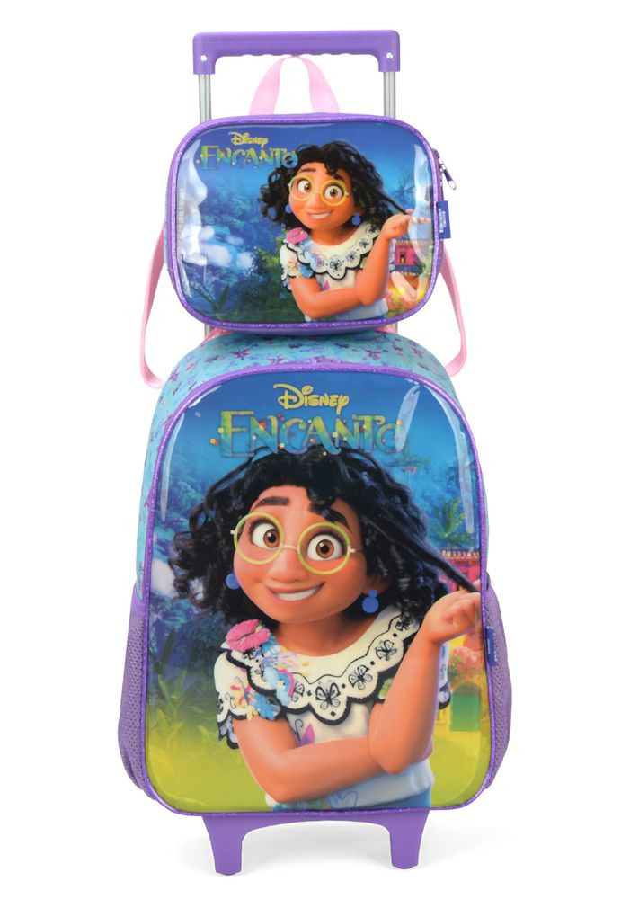 Jogo mochila carrinho rodinhas e lancheira infantil decorada - Kit