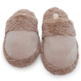 Pantufa de Quarto Feminina Bege 35-36 Antiderrapante com Pelinhos Cotton