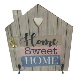 Porta Chaves De Parede Com 2 Ganchos Em MDF Home Sweet Home