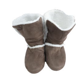 Pantufa Tipo Bota Marrom 38-39 Peluciada Antiderrapante Cleópatra Europa