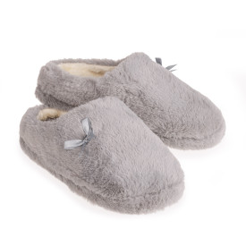 Pantufa Feminina de Quarto Agnes Cinza 38-39 Antiderrapante com Pelúcia Quentinha