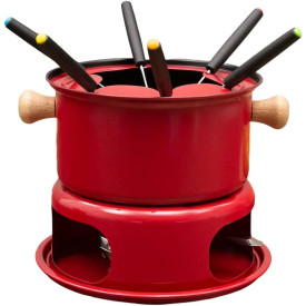 Aparelho Fondue Alpes Aço Carbono Vermelho 11 Pçs Wincy Ref.10002