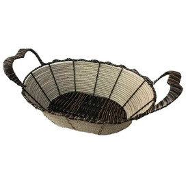 Cesta de Pães Fruteira Oval Marrom De Palha Dolce Home