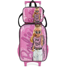 Kit Mochila de Rodinha Infantil feminina Barbie by Luxcel 39102