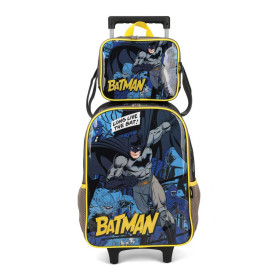 Kit Mochila Rodinha e Lancheira Infantil Batman Luxcel 39252