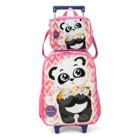 Kit Mochila de Rodinha  Feminina Ursinho Panda Up4You 39362