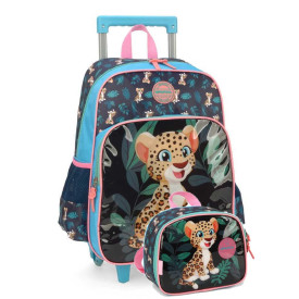 Kit Mochila de Rodinha Infantil Feminina Animals Up4You 39382