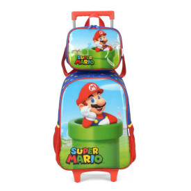 Kit Mochila Rodinha Lancheira Super Mario Bros Luxcel 39432