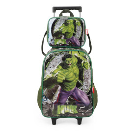 Kit Mochila de Rodinha e Lancheira Térmica Hulk Luxcel 39572