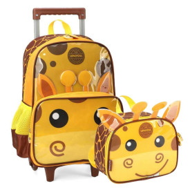 Kit Mochila de Rodinha e Lancheira de Girafas Up4you 39942