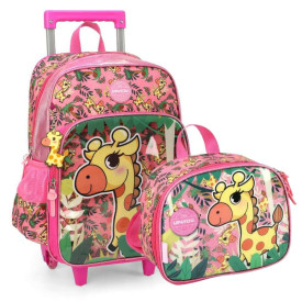 Kit Mochila de Rodinha e Lancheira de Girafas Up4you 39942