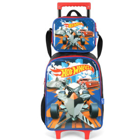 Kit Mochila de rodinha e lancheira Hot Wheels by Luxcel Ref 41742