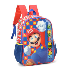 Mochila Escolar de Costas Infantil Super Mario Azul Luxcel 39431