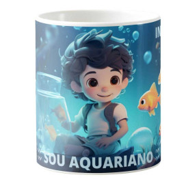 Caneca Estampada 325ml dos Signos do Zodíaco Masculina - Aquário