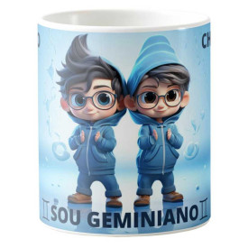 Caneca Estampada 325ml dos Signos do Zodíaco Masculina - Gêmeos