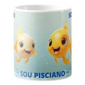 Caneca Estampada 325ml dos Signos do Zodíaco Masculina - Peixes