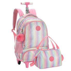 Kit Mochila Rodinha Juvenil Barbie com Brilhos Luxcel 46832