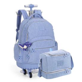 Kit Mochila De Rodinha Juvenil Azul Up4you by Luxcel Ref 47157