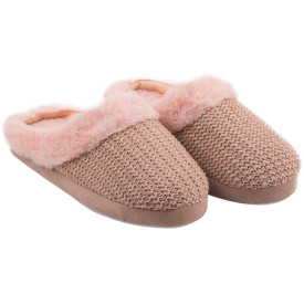 Chinelo Feminino Pantufa de Quarto Bege 39-40 Antiderrapante Modelo Canoa Inverno GZT