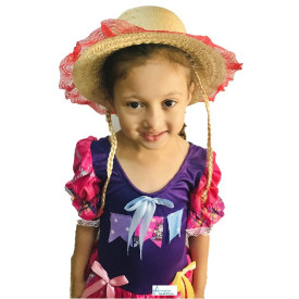 Chapéu de Palha Infantil Feminino Trança Loiro Festa Junina Maza 