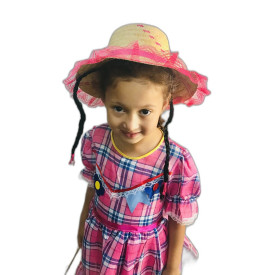 Chapéu de Palha Infantil Feminino Trança Preto Festa Junina Maza 
