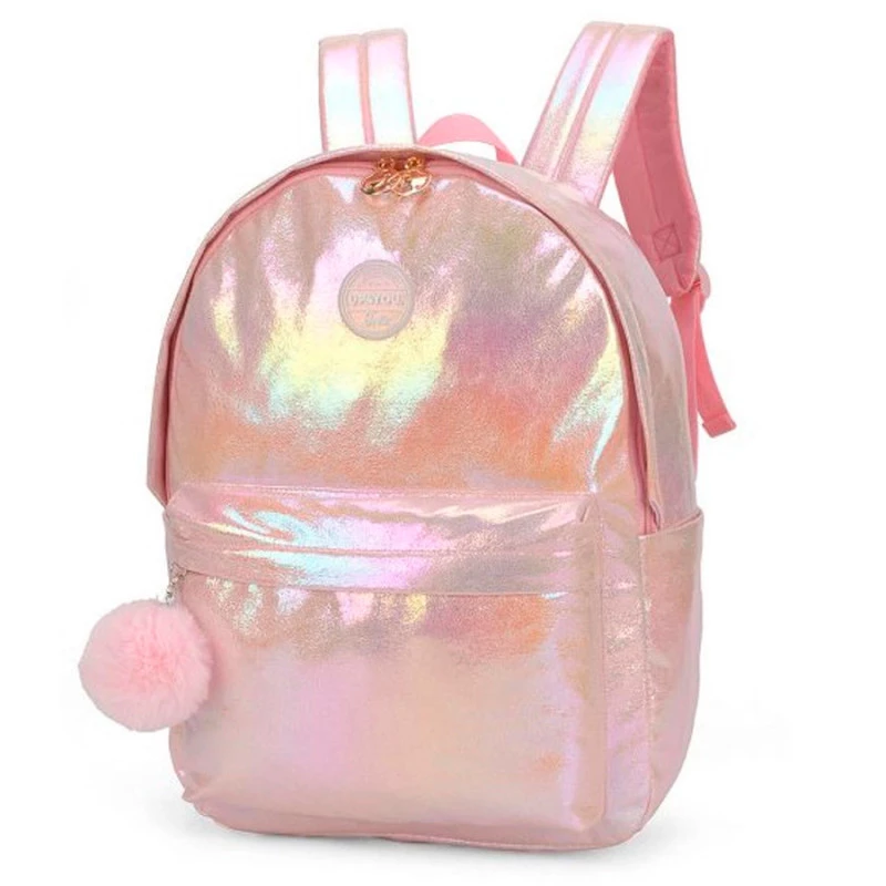 Mochila feminina holografica Barbie rosa 45995