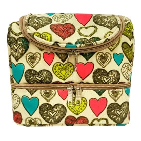 Bolsa Térmica Lancheira 2 Compartimentos Estampa Corações Happy Bee