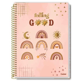 Caderno Universitário Espiral Capa Dura 80F Arco Iris 278000