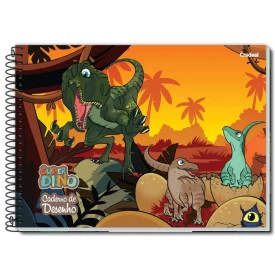 Caderno Desenho Espiral Capa Dura Sem pauta 80F Dino 280515