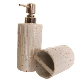 Kit de Banheiro 2 Peças Creme em Cerâmica FWB