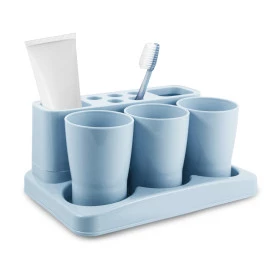 Kit Organizador de Banheiro Porta Escova Dente Jacki Design Azul