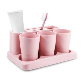 Kit Organizador de Banheiro Porta Escova Dente Jacki Design Rosa