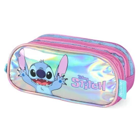 Estojo Escolar Stich 3 Compartimentos Infantil Luxcel Ref 42415
