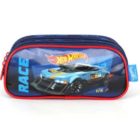 Estojo Escolar Hot Wheels  3 Compartimentos Infantil Luxcel Ref 42595