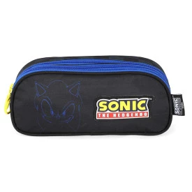 Estojo Escolar Sonic 3 Compartimentos Infantil Luxcel  Ref 49855