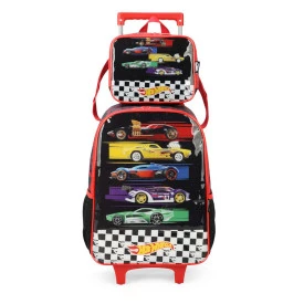 Kit Mochila Rodinha e Lancheira Hot Wheels by Luxcel 39142