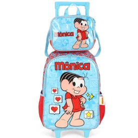 Kit Mochila Rodinha e Lancheira Turma da Monica Ref 41312