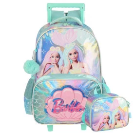 Kit Mochila Rodinha e Lancheira Infantil Barbie by Luxcel ref 41466