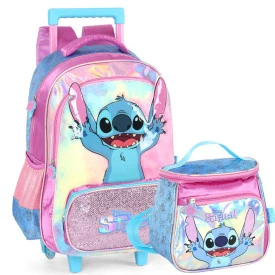 Kit Mochila Rodinha e Lancheira Stitch Juvenil Ref 42412