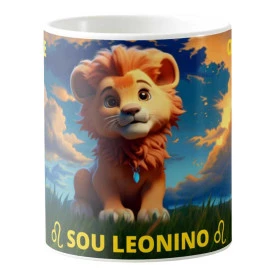 Caneca Estampada 325ml dos Signos do Zodíaco Masculina - Leão