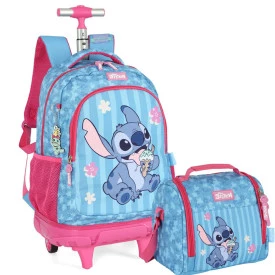 Kit Mochila De Rodinha Lancheira Stitch Luxcel Ref 50102