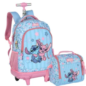 Kit Mochila De Rodinha Lancheira Stitch Luxcel Ref 50102