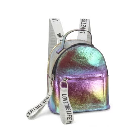 Mini mochila feminina metalizada Barbie ms45804 bronze