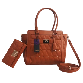 Bolsa feminina com carteira combinando  Fuseco 20044E Caramelo